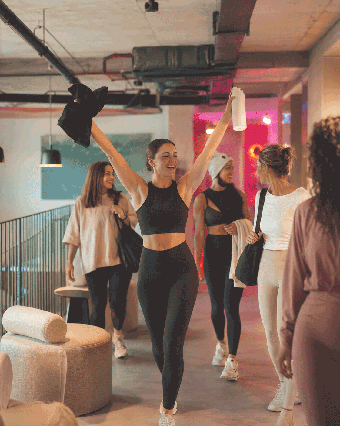 Friends walking together after a wellness session