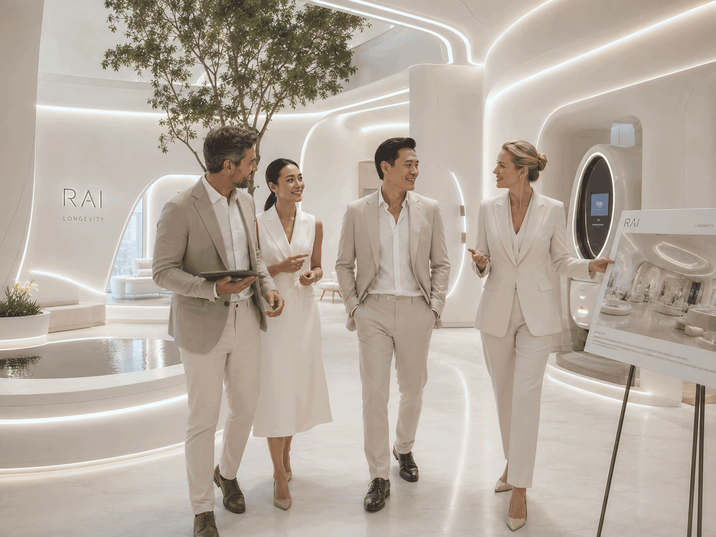 RAI Consulting team reviewing a wellness concept together in a longevity centre
